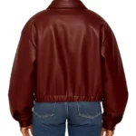 Oversized Burgundy Leather Jacket - Unisex - Image 2