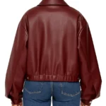 Oversized Burgundy Leather Jacket - Unisex - Image 3