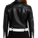 Biker Style Black And White Leather Jacket For Women - Image 2