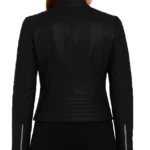 Classic Leather Black Quilted Racer Jacket For Women - Image 2