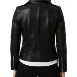 Asymmetrical Black Leather Motorcycle Jacket For Women - Image 2