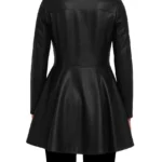 Asymmetrical Black Leather Peplum Jacket For Women - Image 2
