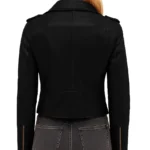 Asymmetrical Black Moto Jacket For Women - Image 2