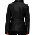 Biker Style Black Leather Coat For Women - Image 2