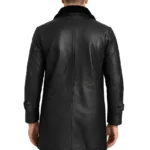 Men's 3/4 Length Black Shearling Leather Coat - Image 2