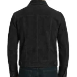 Men's Real Black Suede Trucker Jacket - Image 2