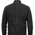 Men's Light Black Suede Bomber Jacket - Image 2