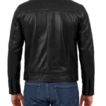 Men's Black Trucker Leather Jacket Shirt Style - Image 2