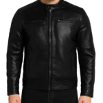 Men's Black Cafe Racer Leather Jacket