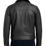 Men's Black Shearling Moto Leather Jacket - Image 2