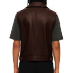 Men's Real Leather Vest Brown Blouson - Image 2