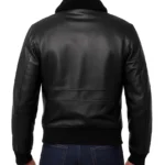 Men's Black Leather Flight Jacket - Image 2
