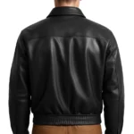 Men’s Black Cropped Blouson Leather Jacket - Image 2