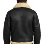 Men's Black Shearling Aviator Leather Jacket - Image 2