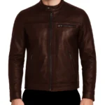 Men's Brown Cafe Racer Real Leather Jacket