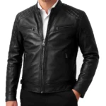 Black Cafe Racer Leather Jacket for Men