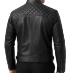 Black Cafe Racer Leather Jacket for Men - Image 2