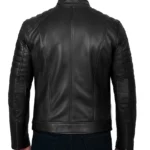 Men's Cafe Racer Leather Jacket Black - Image 2