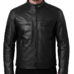 Men's Cafe Racer Leather Jacket Black