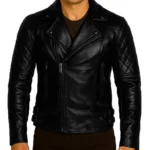 Men's Asymmetrical Black Motorcycle Leather Jacket
