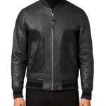 Men's Black Bomber Leather Jacket