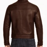 Men’s Brown Leather Jacket With Shirt Collar Style - Image 2