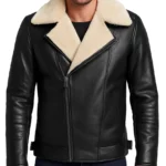 Men's Black Shearling Moto Real Leather Jacket
